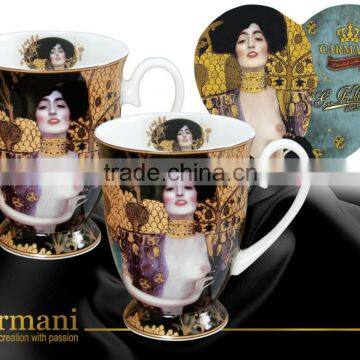 CARMANI Cup & Heart-shaped coaster with GUSTAV KLIMT design