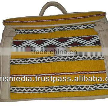 Moroccan Kilim Bags Handmade by Yellow Kilim and Genuine Leather photo-3