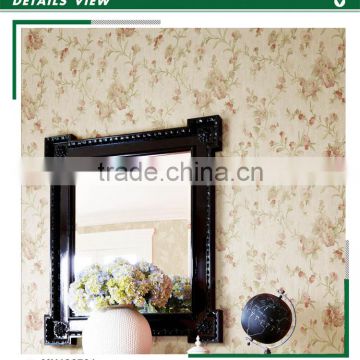 remnants golden edge non woven wallpaper, lime green pastoral wall sticker for house decoration , peelable wallcovering deco