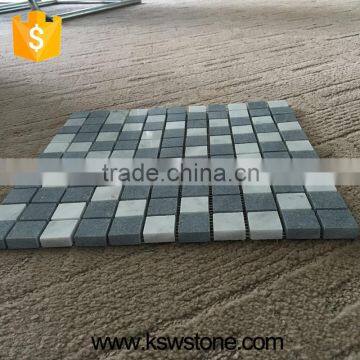 Top Quality Honed Sky Blue Mosaic+cararra Mosaic Chip Size25*25*10mm Silver Grey