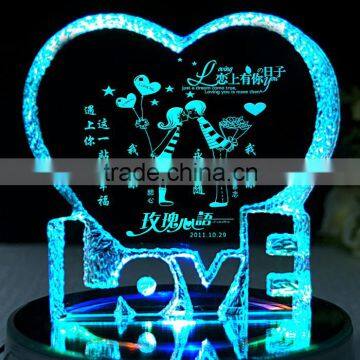 Crystal Heart Photo Frame With Led Base photo-2
