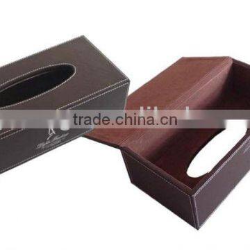 Customized Leather Tissue Storage Case With Lid
