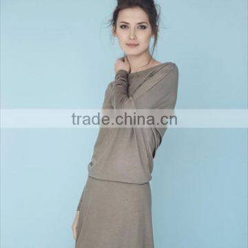 Beige Dress Dress With Sleeves Button Back Dress photo-5