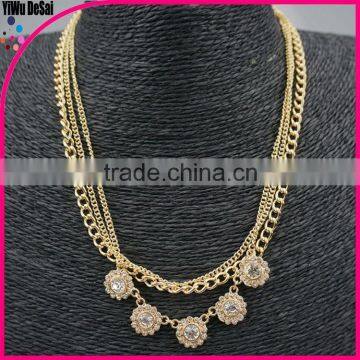 Europe and the Three Layers of the Chain Flowers Alloy Necklace