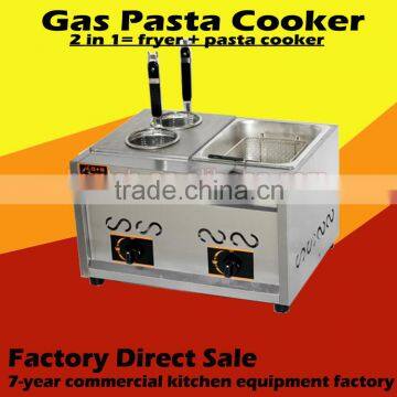 Table top stainless steel gas pasta cooker with one tank fryer LPG NG fast boiler