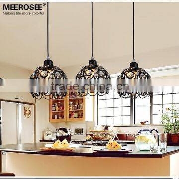Black 3 Light Chandelier Light, Metal Black Pendant Lamp MD82011