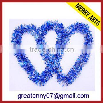 Wholesale shiny wedding foil tinsel blue garland decoration for party