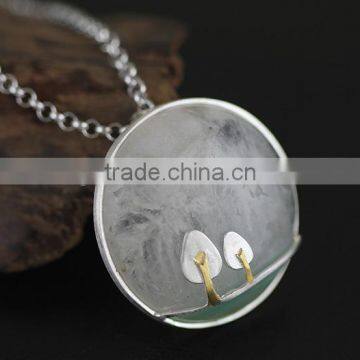 2016 China Style Plants On The River Side 925 Sterling Silver Agate Necklace Pendant for Women Fashion Necklace Jewelry photo-4