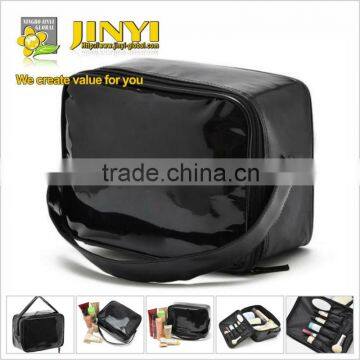 2013 hot sale glossy pvc toiletry bag plain shinny cosmetic bag promotion bag with handle