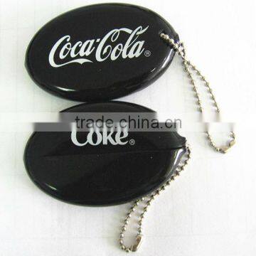 round shape plastic coin purses with keychain