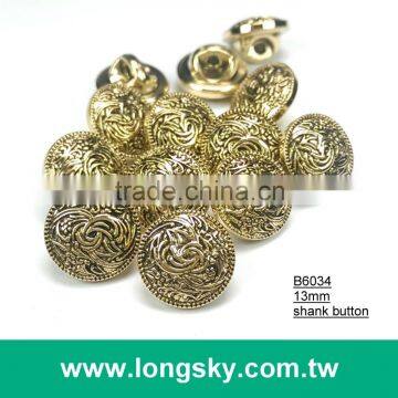 (#B6034/13mm) Round Shape Metallic Plating Effects Shank Button With Totem photo-2