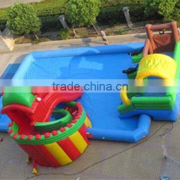 Lanqu inflatable aqua play waterpark with slide for sale