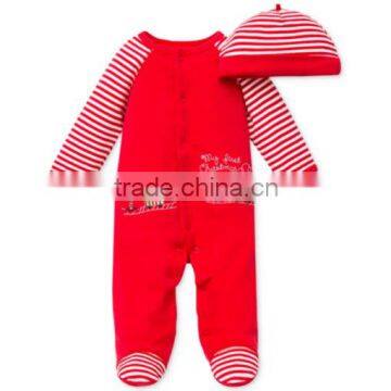 Newest Christmas Baby Romper Baby Boys Red Coverall Romper With Hat