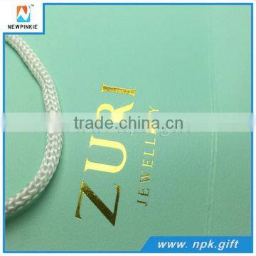 2016 New Product Gold Stamping Logo Green Kraft Paper Bag