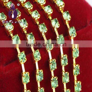 SS12( 3.0-3.2mm) Gold Rhinestone Cup Chain for Bags ,Shoes,Belt,Garment Decoration Etc