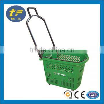 4 Wheels PP Plastic Supermarket Shopping Basket