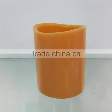Orange color plain wax led pillar moon candle for church decor