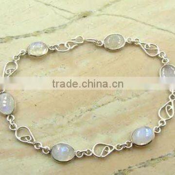 Rainbow Moonstone Bracelet &.925 Sterling Silver Jewelry Bracelet Wholesale Jewelry