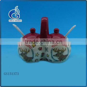 european ceramic double storage canisters sets with lids