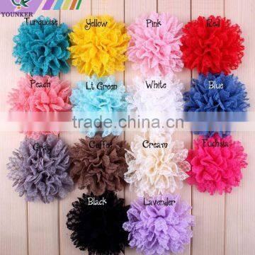 Lace Ruffled Fabric Flower For Baby Girls Hair Flower Center Accessories Hand Craft DIY ,YDKM07
