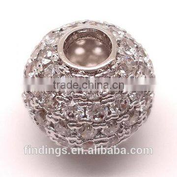 BJ4712 10mm round cz micro pave beads, high quality cz jewelry, crystal pave beads