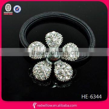 cute flower pearl rhinestone Low MOQ Jewelry goody hair tie ornaments