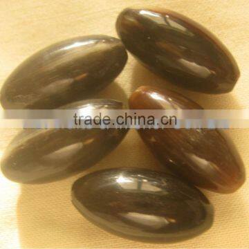 Olive shape, Buffalo horn beads, horn buttons, horn components for jewelry