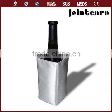 Silver gel pack bottle cooler chiller; beer wine bottle cooler