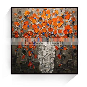 handmade flower pot canvas painting for bedroom