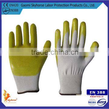 13G grey nylon liner and spandex nitrile coated glove nitrile gloves/working gloves EN388