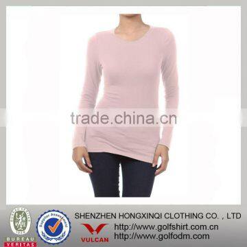 Single Pink Color O-Neck Promotion Ladies t shirt