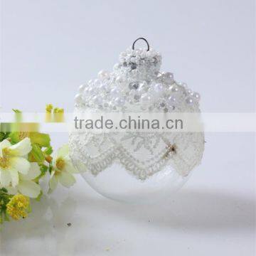 2015 China Hand Made Wholesale Christmas Tree White Lace Edge Balls ,christmas Ball Decoration/ornament With Aluminium Cap photo-4