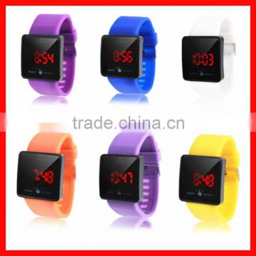 2013 Latest Mirror face silicone digital led touch screen watch