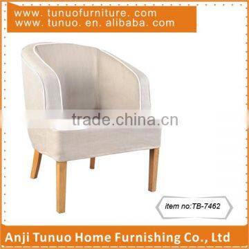 Arm chair with Linen fabric cover and Assembled Grey finishing wooden legs. With piping around,TB-7462