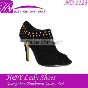 Sexy black fish mouth toe rivet pumps fashion high heel shoes