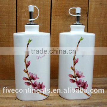 new decal ceramic oil and vinegar dispenser bottles