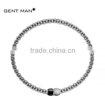 Wholesale stainless steel chain necklace magnetic clasp with CNC CZ stones latest model fashion necklace for Christmas gift