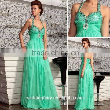 High quality Sexy Custom-made Chiffon Green Evening Dress