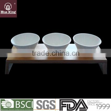 HM0048-3973 hot sale durable porcelain 3pcs china wooden bowls