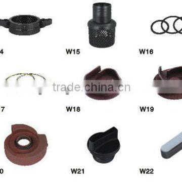 Wing nut, Strainer, Washer, Holder, Impeller, Fan cover, Plug, Key, Spare parts for water pump 2 inch, 3 inch