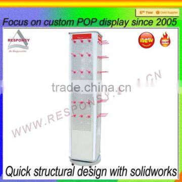 customize metal frame pegboard display stand with logo panel for brand marketing