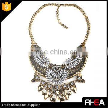 Boho Style Tibet Silver Feather Shape Alloy Necklace,Turkish Indian Alloy Necklace Statement Necklace photo-6