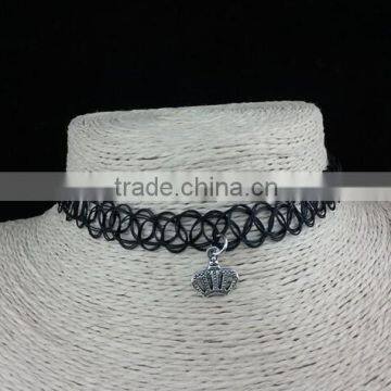 Black Color Elastic Nylon With Gold Alloy Heart Choker Necklace photo-5