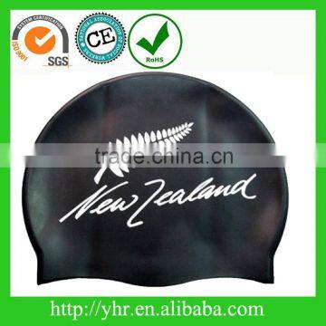 Black color printing silicone swim cap