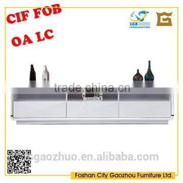 classical Northern-european white high glossy TV cabinet with console shelves