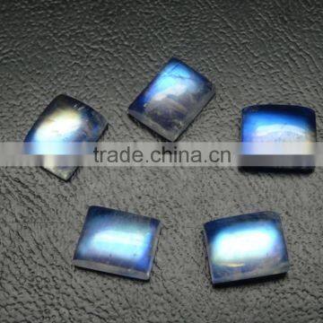 Rainbow Moonstone Full Blue Fire Cabochon, Rectangular Cut Stone , 6x8mm Cabs photo-3