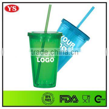Best Selling Products 16 oz Double Wall Plastic Cup With Straw for Beverage