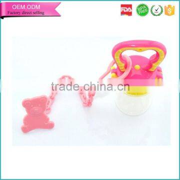 China supplier animal nipple clip bpa free plastic baby teether chain