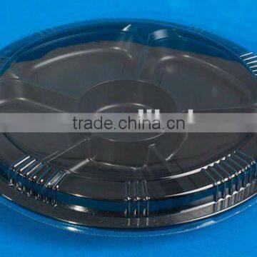 SM1-2101Black Disposable Plastic Round Food Sushi Divided Container