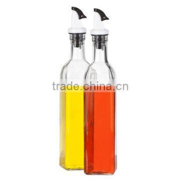 SINOGLASS 2 pcs non-drip pouring spout glass Oil and Vinegar Set